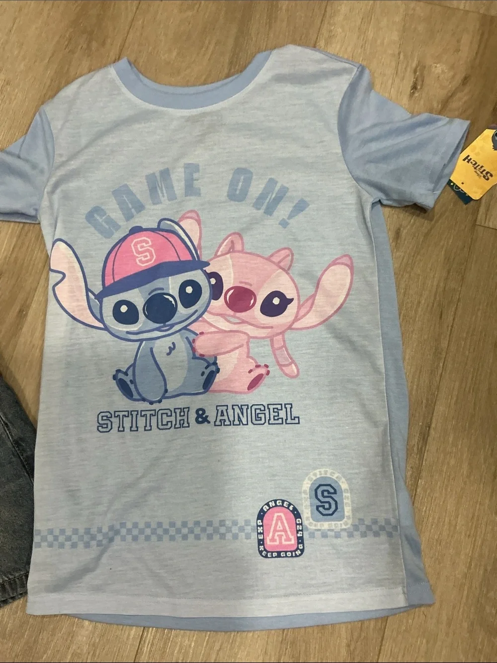 Light Blue Stitch & Angel Graphic Tee for Kids